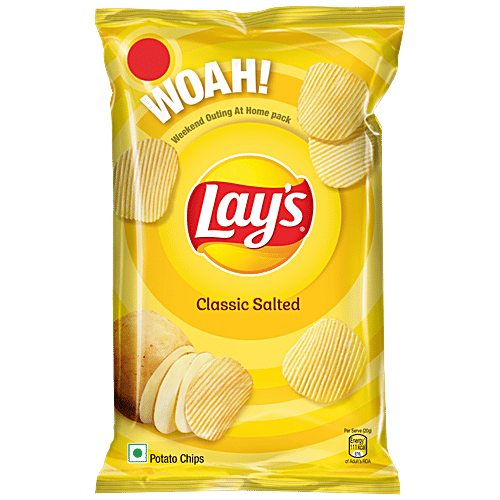 Lays Potato Chips - Classic Salted Flavour, Crunchy Snacks, 90 g