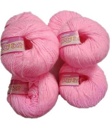 Yarn Baby Soft Wool for Hand Knitting Fingering Crochet Hook (Baby Pink) -Pack of 6