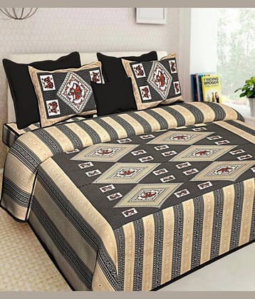 PETROSOLY Cotton 1 Double Bedsheet with 2 Pillow Covers ( Multicolor )