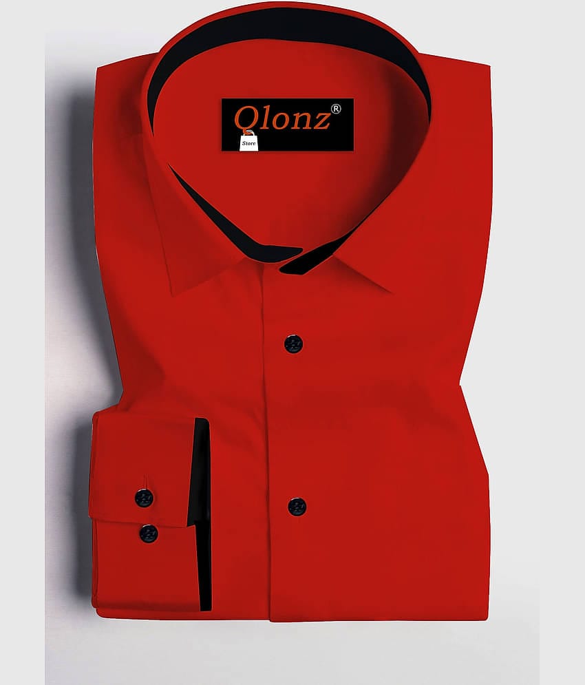 Qlonz store Cotton Blend Regular Fit Solids Full Sleeves Men's Casual Shirt - Maroon ( Pack of 1 )