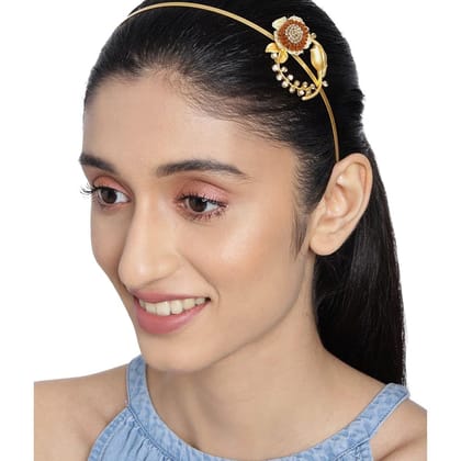 Gold-Toned Embellished Floral Hairband