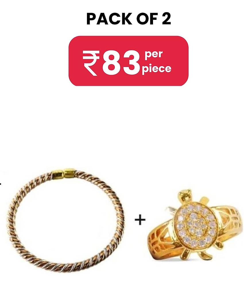 DvR ClicK Idol Bracelet Ashtdhatu Kada  With Meru Ring ( Pack of 2 )