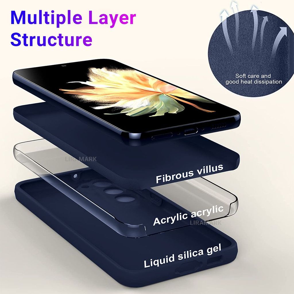 LIRAMARK Liquid Silicone Soft Back Cover Case for Samsung Galaxy S22 Plus (Red)