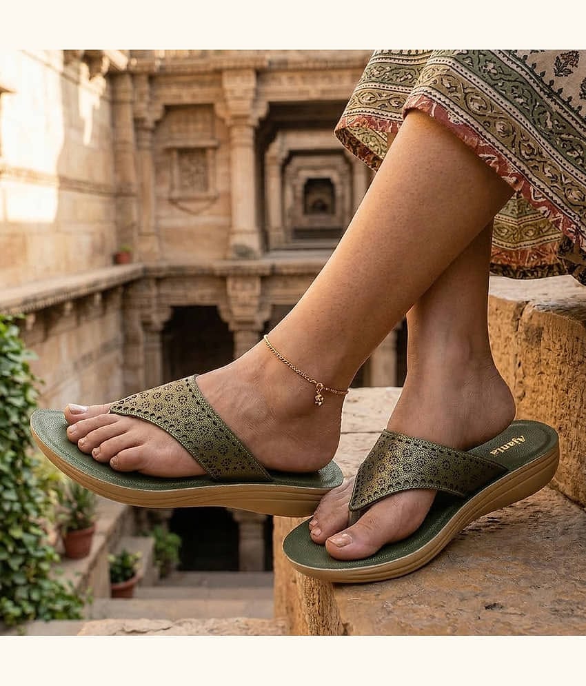 Ajanta Olive Women's Flip Flop