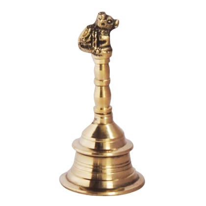 Brass Nandi Hand Bell, Ghanti No. 2, Height : 4.2 Inch (FMAS666 C)