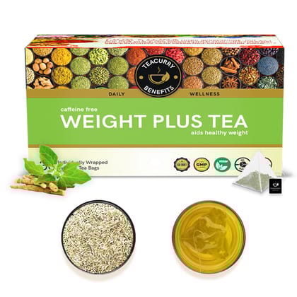 TEACURRY Weight Gain Tea (1 Month Pack | 30 Tea Bags) - Weight Plus Tea to increase Weight and Mass - For both Men, Women