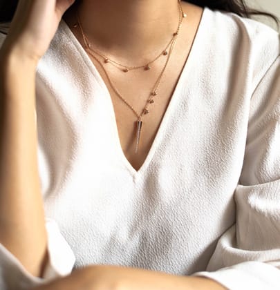 Glitter Bar Pendant Necklace WHITE GOLD