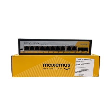 Maxemus MX-0402-72W 4-Port PoE Network Switch with 2 Uplink Ports – 72W