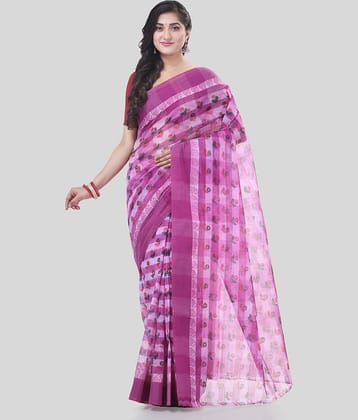 Desh Bidesh Cotton Woven Saree Without Blouse Piece ( Purple )