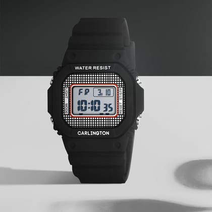 Carlington Kids Digital Watch for Boys and Girls Age 2 to 12 Years White Green Black Yellow Colour Band with Alarm and Date Display - CT_718