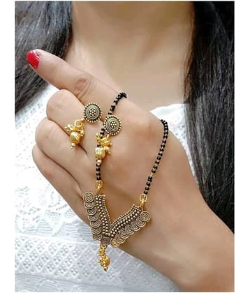 Bhagya Lakshmi Women's Pride Traditional Gold Plated Mangalsutra With earrings For Women