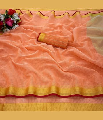 Gullak Cotton Woven Saree With Unstitched Blouse Piece ( Peach )