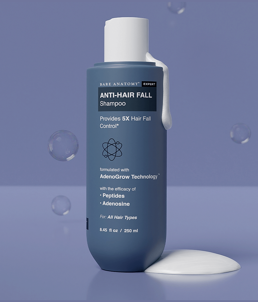 Bare Anatomy Peptides & Adenosine Anti-Hair Fall Shampoo For 5X Hair Fall Controls , 250ml (Pack of 1)