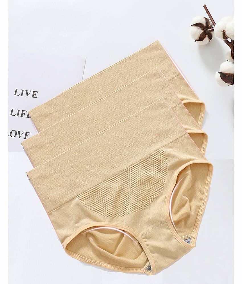 3Mads Pack of 3 Cotton Hipster For Women ( Beige )