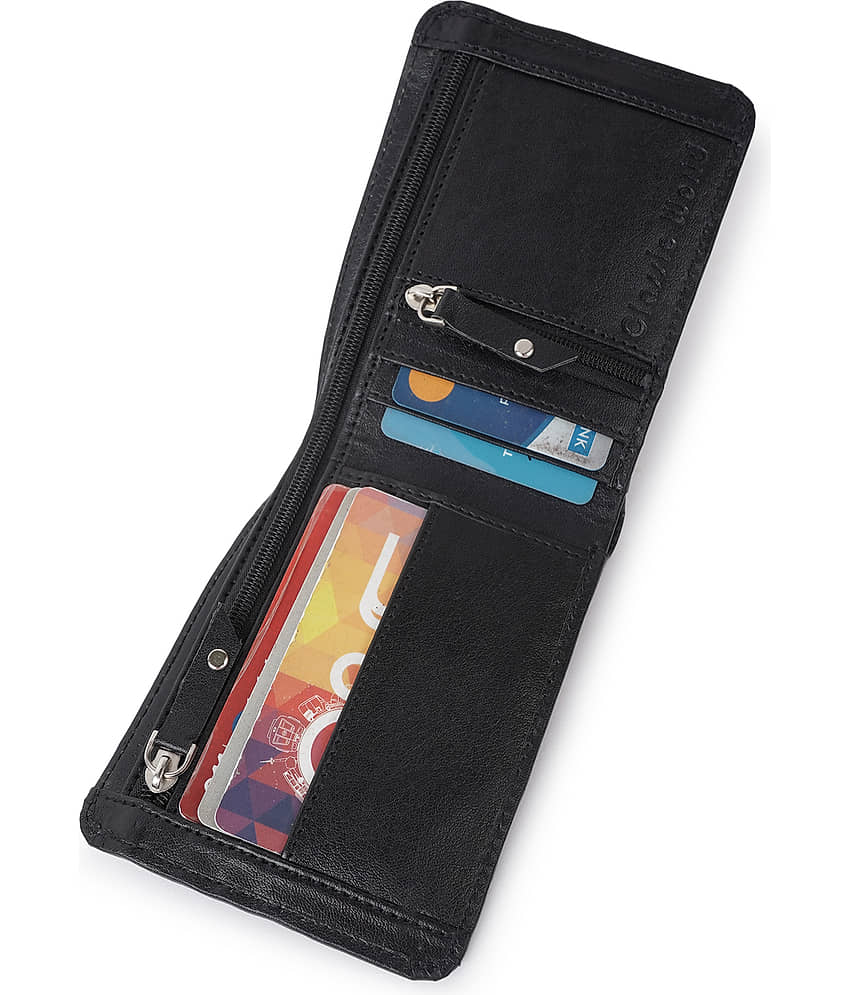 Classic World PU Self Design Men's RFID Wallet With 6 Slots For Card ( Black , Pack of 1 )