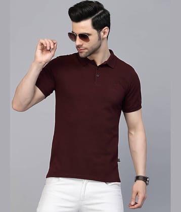 Rigo Pack of 1 Cotton Slim Fit Solid Half Sleeves Men's Polo T Shirt ( Wine )