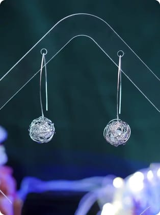 Silver Color Plated Pearl Korean Fancy Long Earring Silver (Size Free)