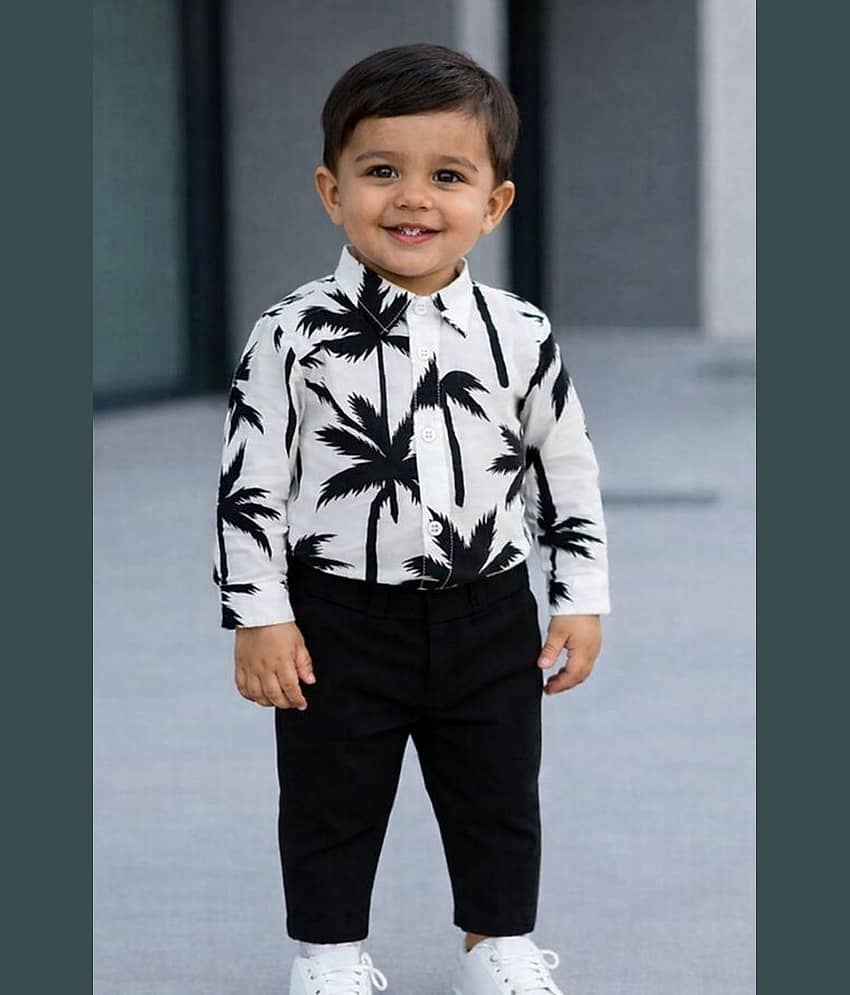 Ocvito Pack of 1 Boys Cotton Shirt & Pants Set ( Black )