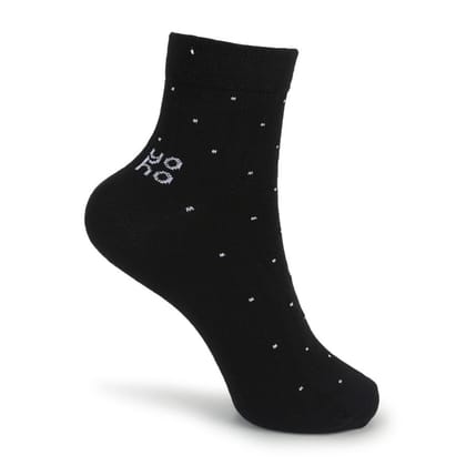Polka Dot Ankle Length Socks-Black
