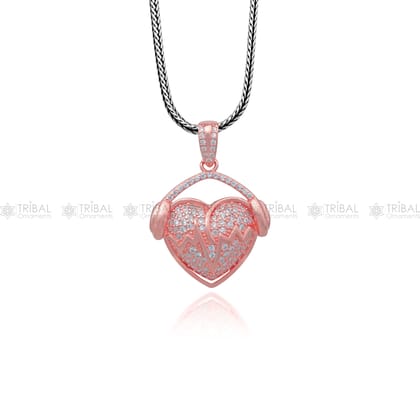 925 Sterling silver heart design rose gold polished pendant nsp950-rose gold polished