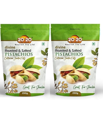 20-20 Dry Fruits Pistachio Nut (Pista) 500 (250x2) Pack of 2