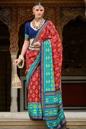 Red Printed Patola Saree
