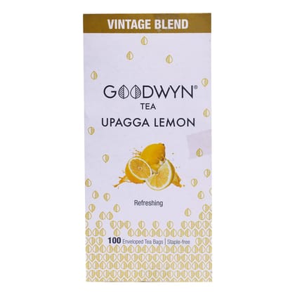 Goodwyn Lemon Black Tea (100 Tea Bags) | Made with Lemon | From Own Tea Estates | 100% Natural | Plastic Free Tea Bags | Low Caffeine Non Bitter | Rich in Antioxidants
