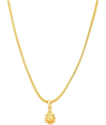 Jewar Mandi Neck Chain 24 Inch Gold Plated With Ganesh Pendant Real Look Daily Use Gold Brass & Copper Jewelry for Women & Girls, Men & Boys 7979