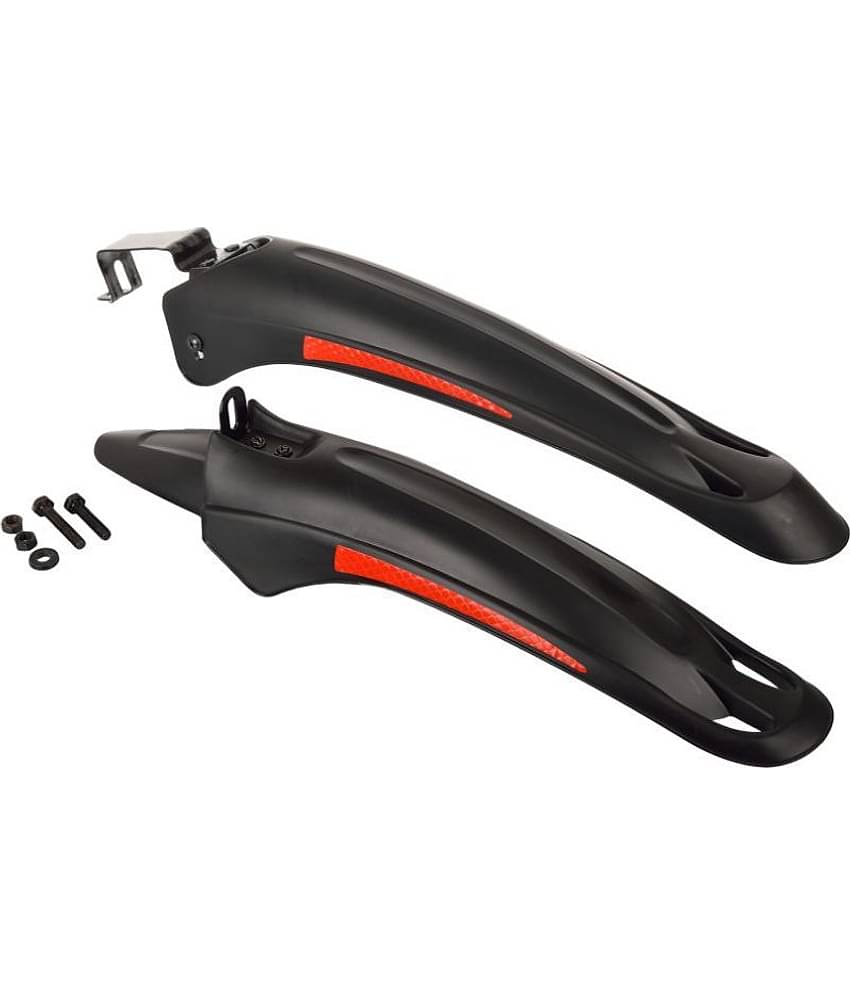 DarkHorse Bicycle High Quality Plastic Fox Mudguard Fender with Reflective Tapes, Black
