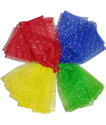 PRANSUNITA Decoration Golden Dot Print Mesh Net Fabric - Size - 85 x 42 inch Each- for Gift & Trousseau Packing, Party Hall, Bouquet, Car, Christmas, Birthday Decoration - 4 Vibrant Colors