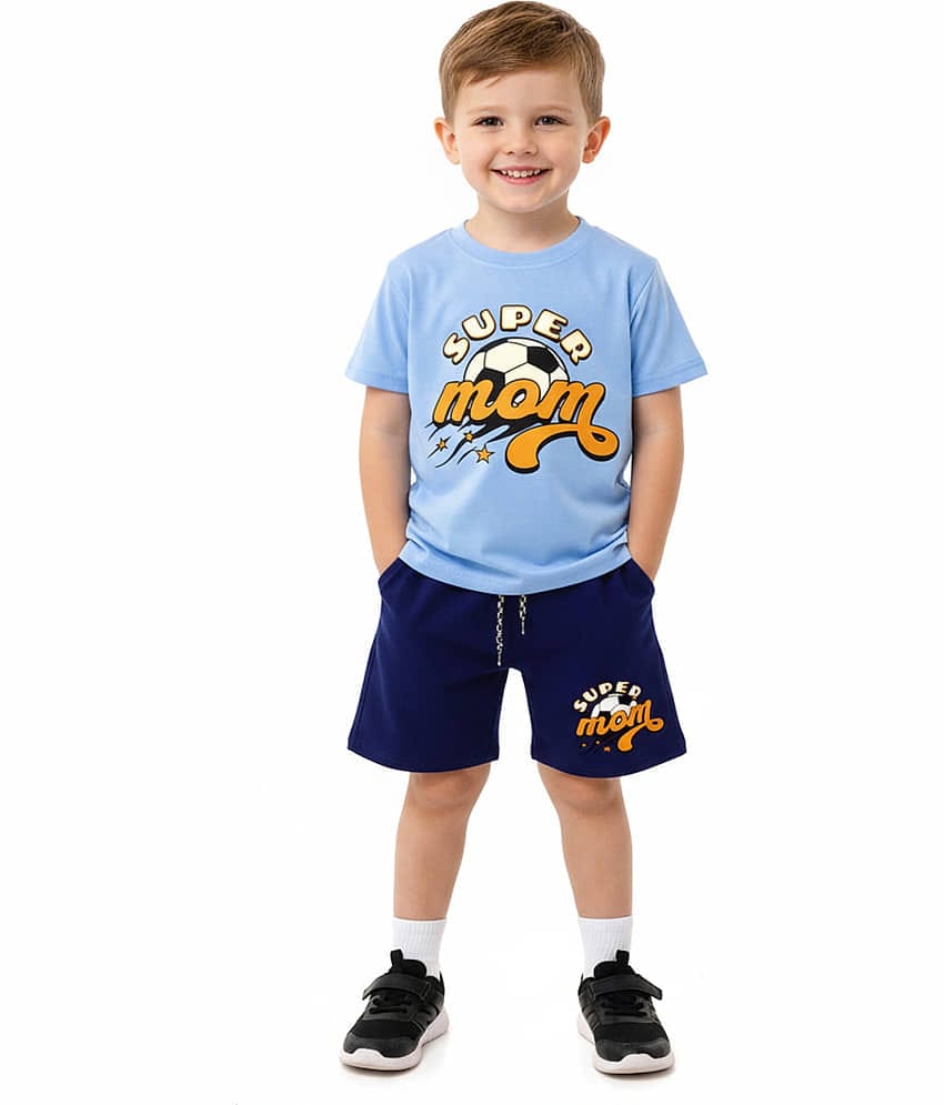 RBF84 Pack of 1 Baby Boys Cotton T-Shirt & Shorts Set ( Light Blue )
