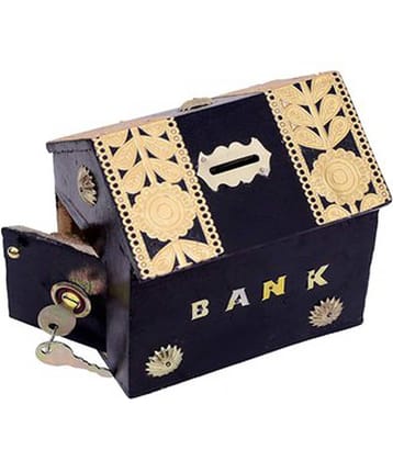 SWH - Wood Black Piggy Bank ( Pack of 1 )