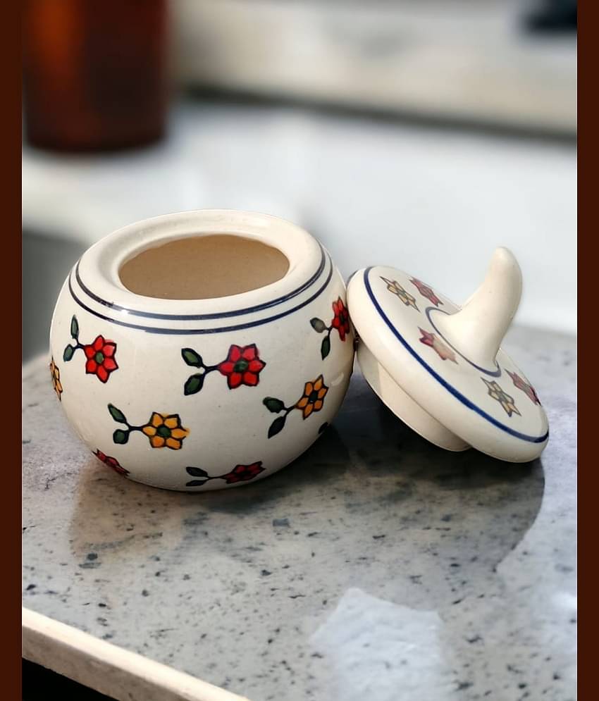 Malaikah Wht Salt Jar Ceramic Off White Salt/Pepper Container ( Set of 1 )