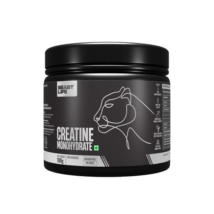 BeastLife Super Micronized Creatine Monohydrate Unflavoured 100g Premium Sports Nutrition | NABL Lab Tested | Rapid Absorption | Supports Athletic Performance & Power