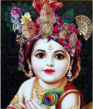 Asmi Collection Little Baal Krishna Self Adhesive Wall Sticker ( 60 x 50 cms )