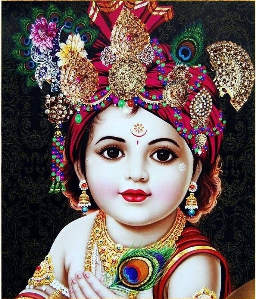 Asmi Collection Little Baal Krishna Self Adhesive Wall Sticker ( 60 x 50 cms )