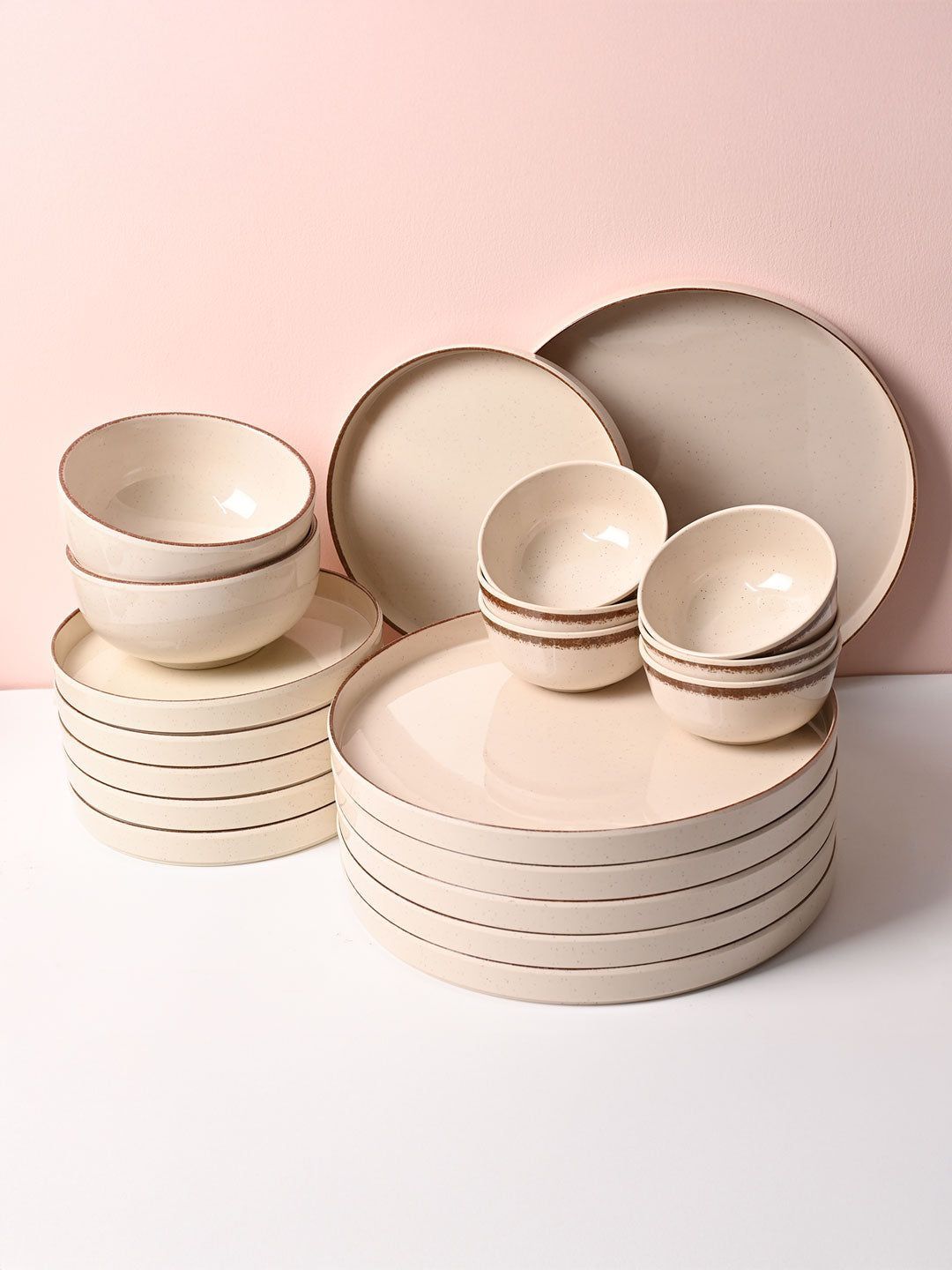 Elegant Speckled Ceramic Dinnerware Set - Plates and Bowls