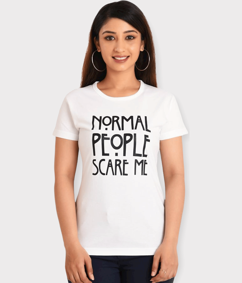 Neo Garments Women Cotton Regular Fit Round Neck T-Shirt ( White )