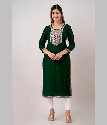Kapadia - Green Rayon Women's Straight Kurti ( Pack of 1 )