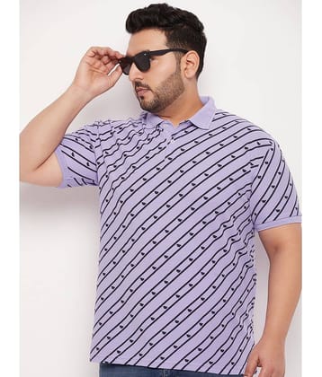 GET GOLF Pack of 1 Cotton Blend Regular Fit Striped Half Sleeves Men's Polo T Shirt ( Lavender )
