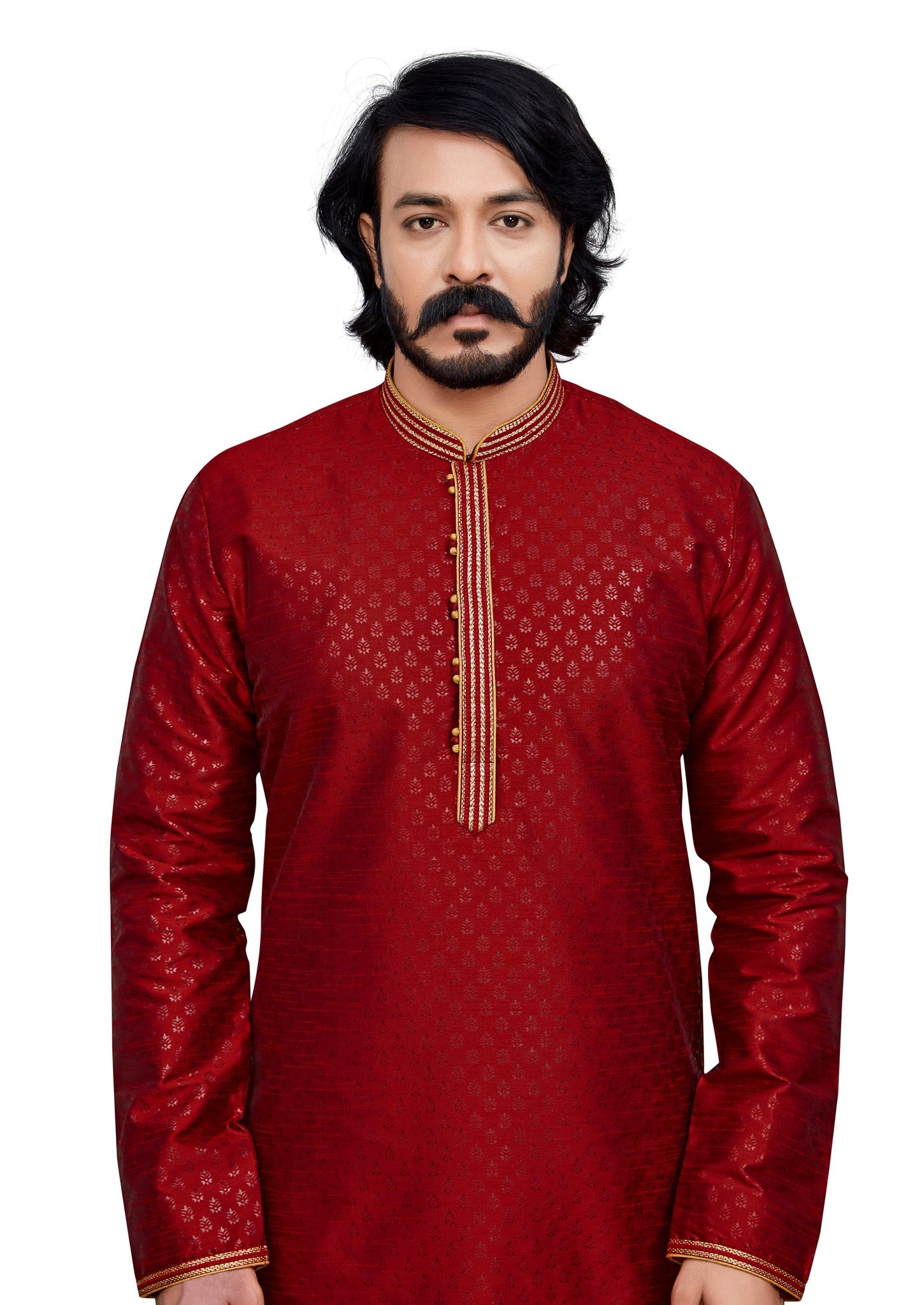 Maroon Elegance: Men's Cotton Silk Kurta for Every Occasion (Only Kurta)-S
