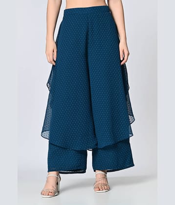 ALL WAYS YOU Women Georgette Self Design Palazzos ( Teal )