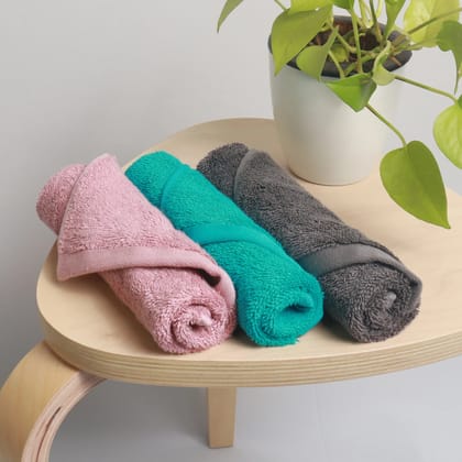Heelium Bamboo Face Towels - Set of 3-Peach | Ocean Teal | Stone Grey