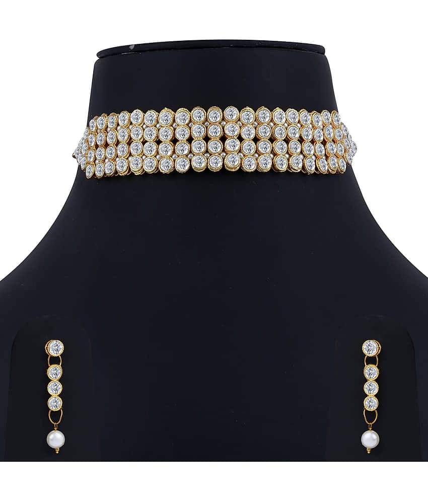 ShreejiHuf Alloy White Traditional Necklaces Set Choker