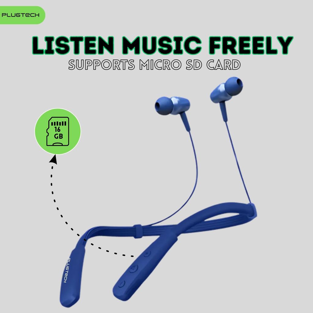 PLUGTECH Go Neck Pro Wireless Earphones. Bluetooth Earphones, Powerful Bass, HD Sound, Upto 15hrs Playtime, Charging Time Upto 4 hrs and Proudly Made in India Blue