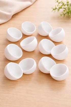 White Plastic Easter Eggs, Openable Two-Piece Shell, Pack of 6, Hollow Egg Containers for Treats