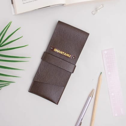 PERSONALISED PENCIL CASE - BROWN-Brown