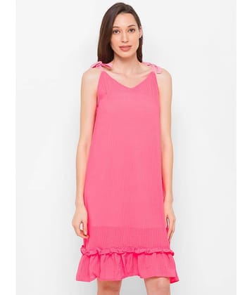 Globus - Pink Cotton Blend Women's A- line Dress ( Pack of 1 )