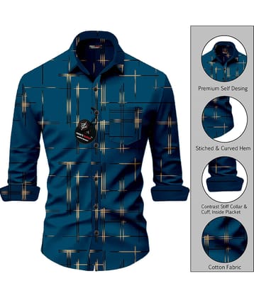 MAN'S SUITUP Viscose Regular Fit Printed Full Sleeves Men's Casual Shirt - Blue ( Pack of 1 )