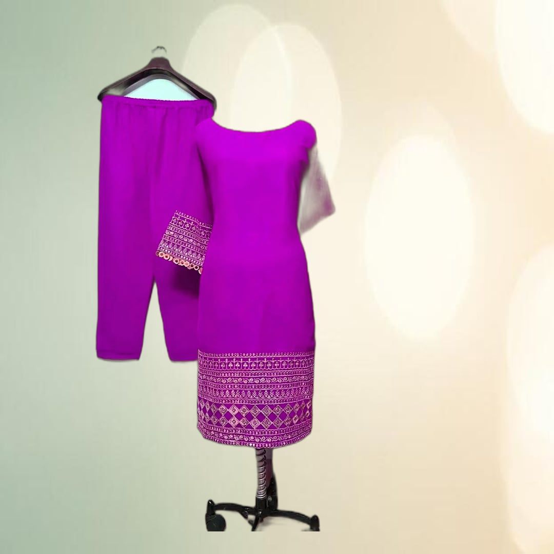Women's Embroidered Purple Kurta and Salwar Set | Ethnic Festive Wear | Traditional Style